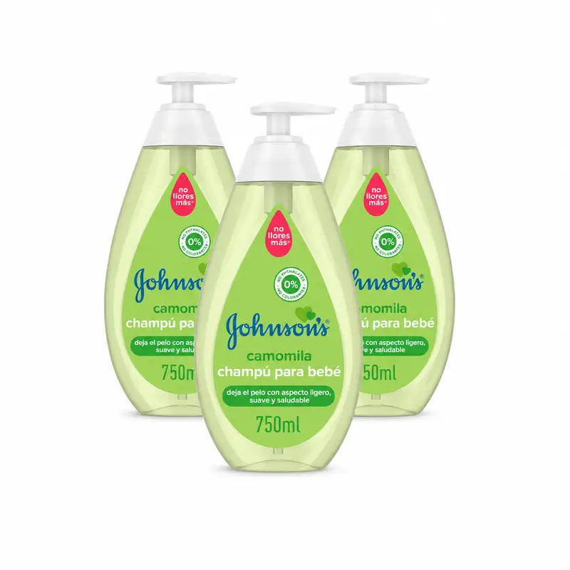 Johnson's Baby Chamomile Shampoo, for Daily Use, Cleans and Softens, Sulphate-Free, For the Whole Family, Pack of 3 x 750ml