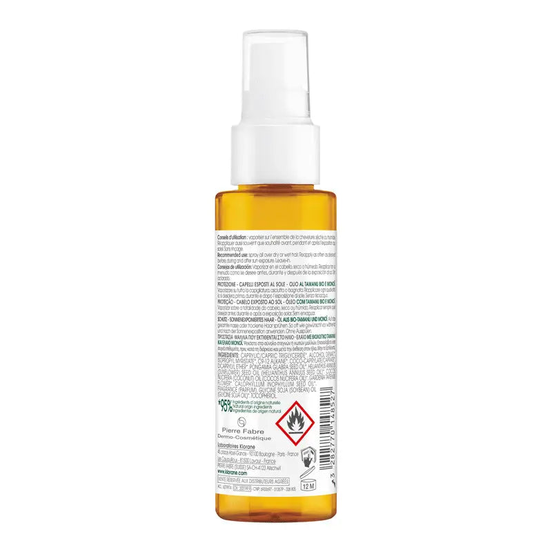 Klorane Organic Tamanu and Monoi Hair Sun Oil, 100 ml