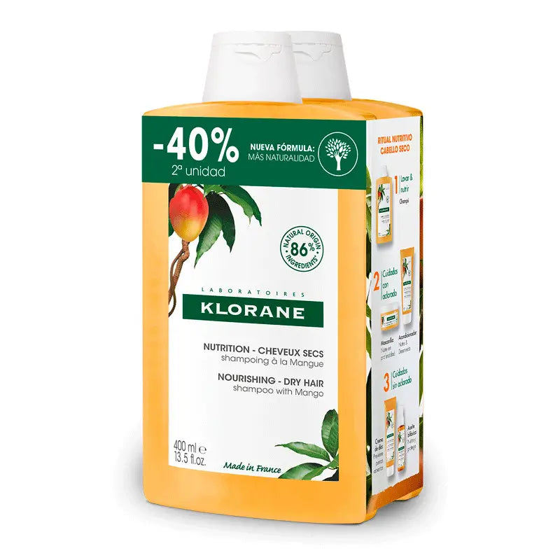 Klorane Nourishing Shampoo with Mango Dry Hair 2 x 400 ml