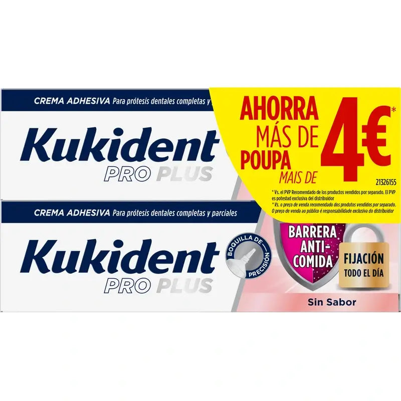 Kukident Pro Plus Barrier Anticomida, Savings Pack, 2x40 grams