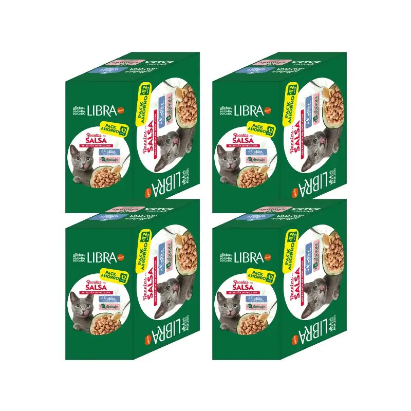 Libra Wet Cat Food, With Salmon and Tuna, Flowpack, 4 x 1.02 kg