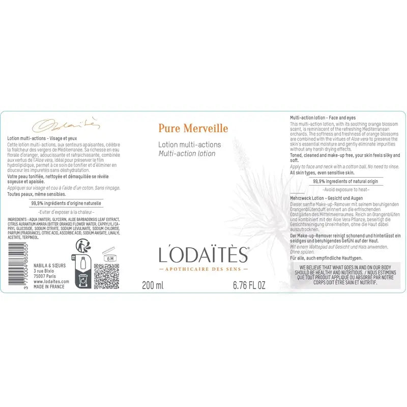 L'Odaïtès Facial Pure Merveille - Multi-Action Lotion - Face & Eyes , 200 ml