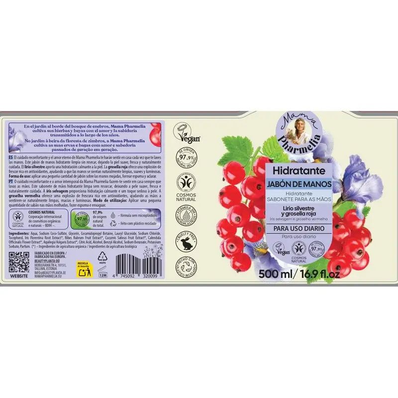 Mama Pharmelia Moisturising Hand Soap With Wild Iris And Red Currant, 500 Ml