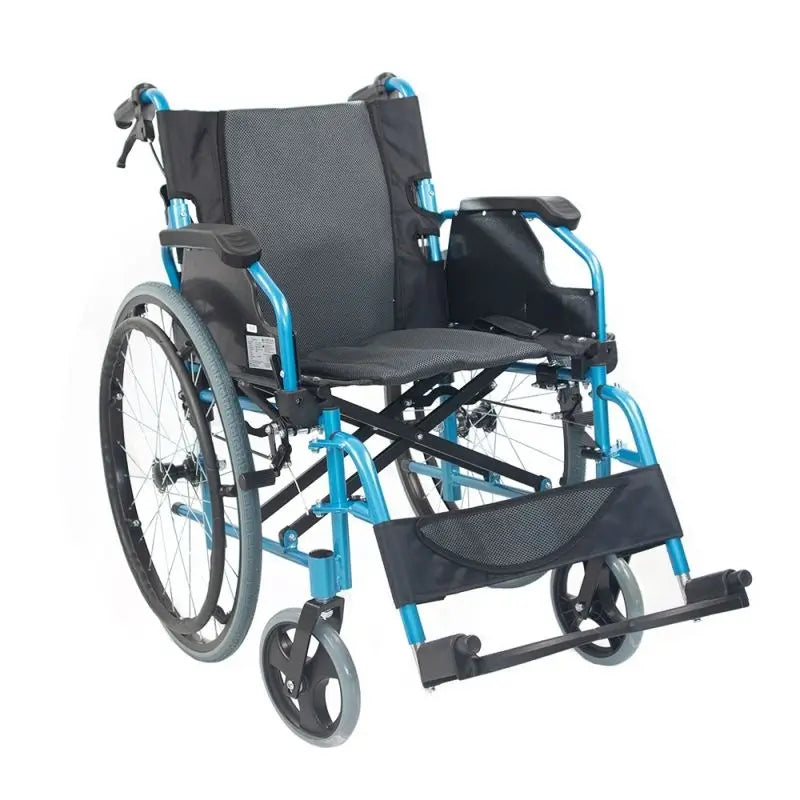 Mobiclinic Folding Wheelchair With Split Backrest Blue
