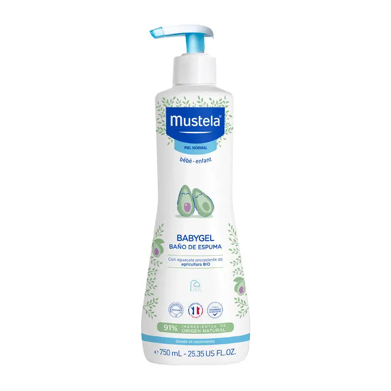 Mustela Babygel Baby Bath Foam with Avocado Bio, 750 ml