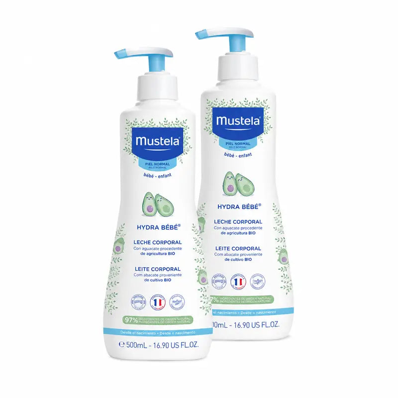 Mustela Hydra Baby Body Milk with Avocado Bio, Pack 2 x 500 ml