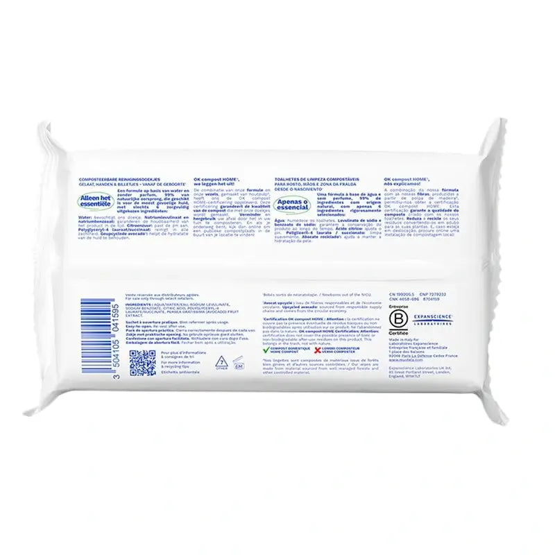 Mustela Organic Cotton Water Wipes, 60 units