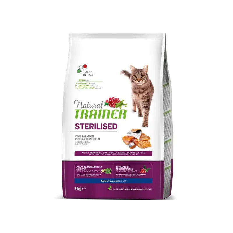 Natural Trainer Feline Feline Adult Sterilised Salmon 3kg, cat food