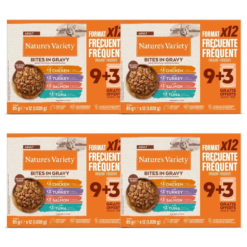 Nature's Variety Wet Cat Food, With Chicken, Salmon, Turkey and Tuna, Multipack, 4 x 1.02 kg