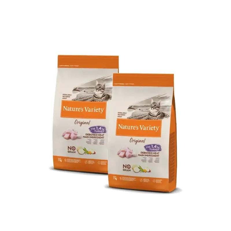 Nature's Variety Original Feline Adult Sterilised Turkey Cat Food 7 kg, pack of 2