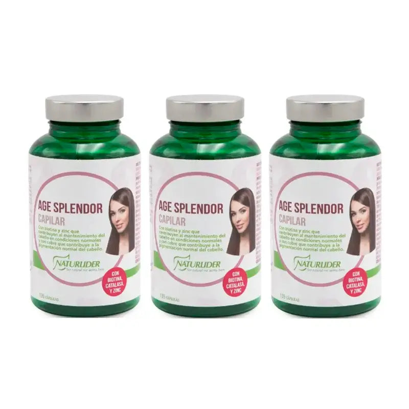 Naturlider Age Splendor Hair Splendor With Catalase Canalblock, Pack 3 x 135 Capsules