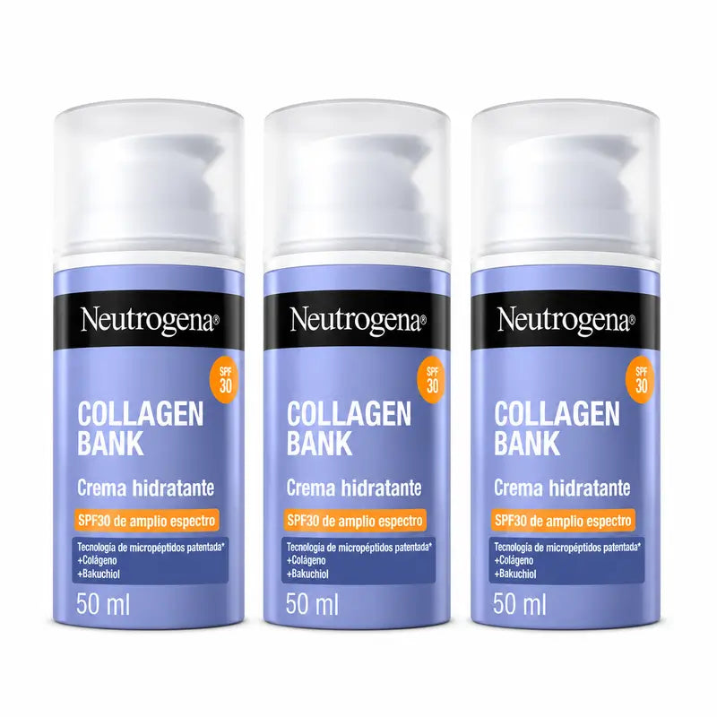 Neutrogena Collagen Bank Facial Moisturiser SPF 30, Pack of 3 x 50 ml