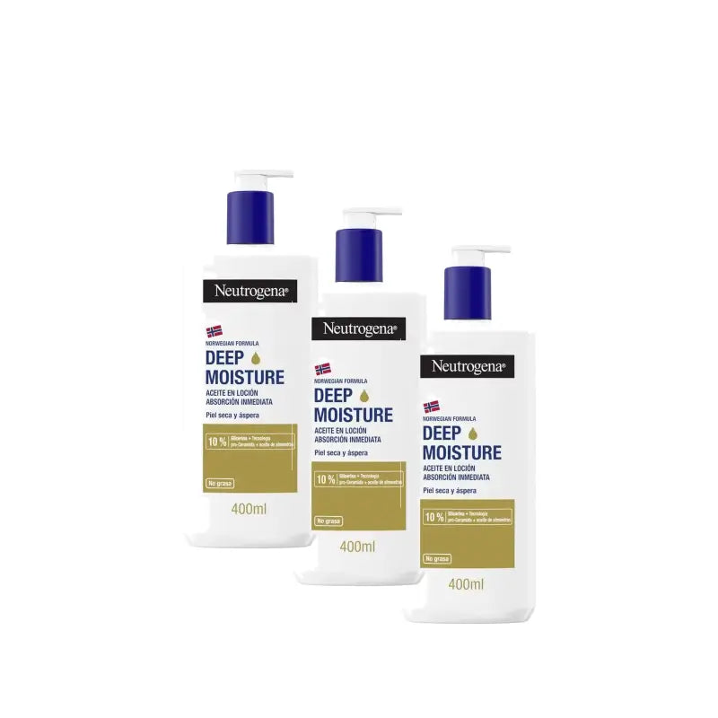 Neutrogena Body Moisturising Cream with Almond Oil, Pack of 3 x 400 ml