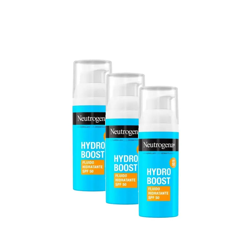 Neutrogena Hydro Boost Facial Moisturising Fluid SPF 50, Pack of 3 x 50 ml