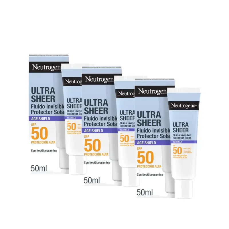 Neutrogena Ultra Sheer Invisible Anti-Ageing Fluid SPF 50, Pack of 3 x 50 ml