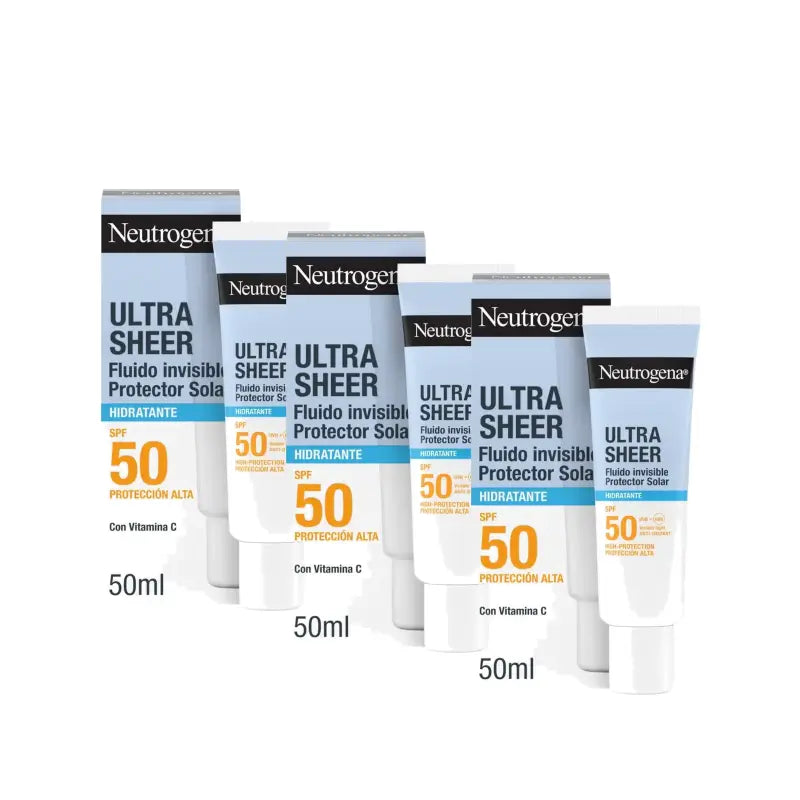 Neutrogena Ultra Sheer Invisible Moisturising Fluid SPF 50, Pack of 3 x 50 ml