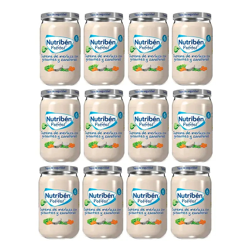 Nutriben Potito Supreme Of Hake With Peas And Carrots , 12 x 235 grams