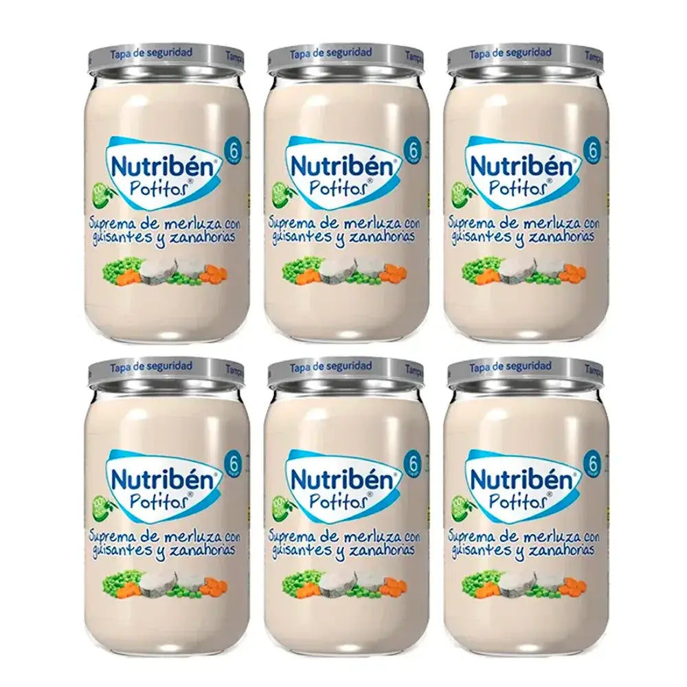 Nutriben Potito Supreme Of Hake With Peas And Carrots , 6 x 235 grams