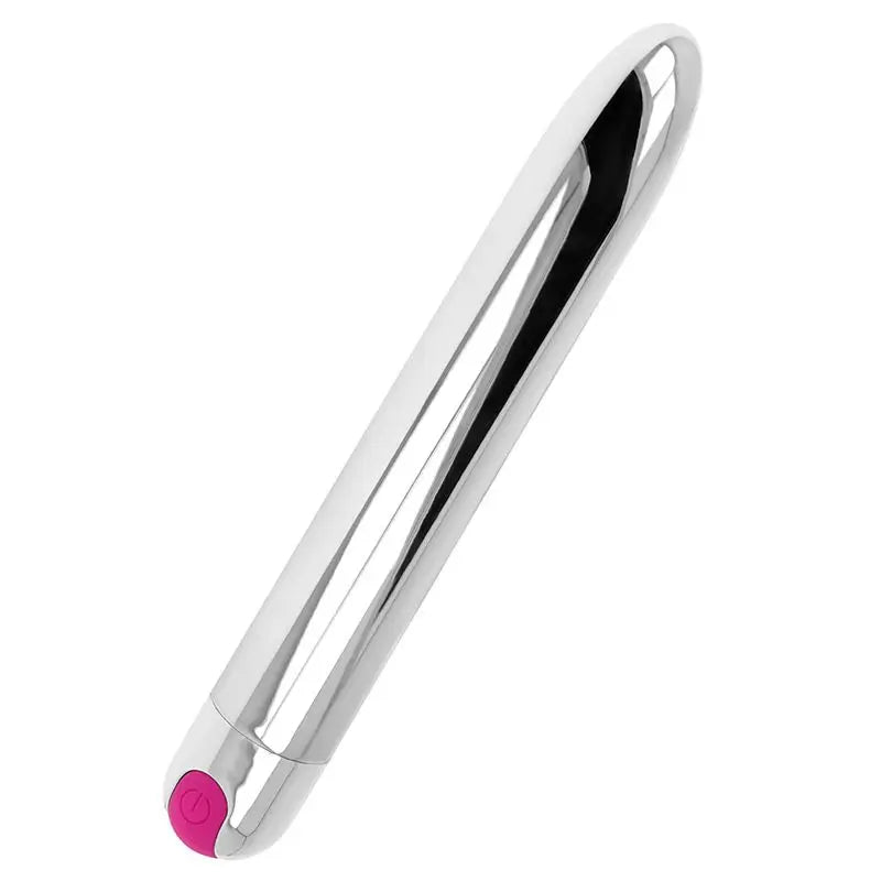 Ohmama Vibrators Rechargeable Silver Vibrator 10 Modes 18.5 Cm