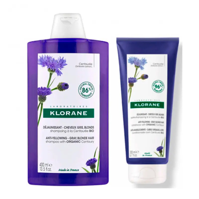 Klorane Organic Centaurea Shampoo Pack, 400 ml + Klorane Centaurea Conditioner, 150 ml