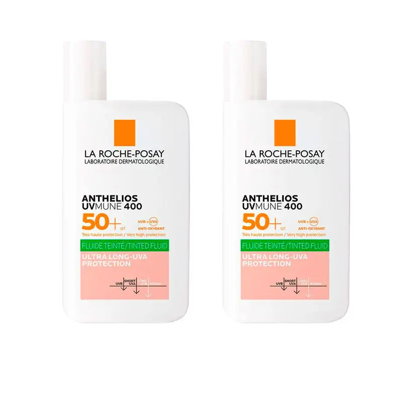 La Roche Posay Anthelios Uv-Mune 400 Oil Control Invisible Fluid SPF50+ With Colour, 2x50 Ml