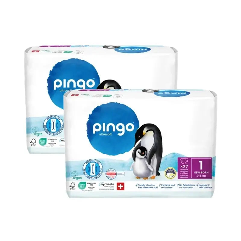 Pingo Ecological Nappies Size 1 (2-5 Kg), 2X27 Units
