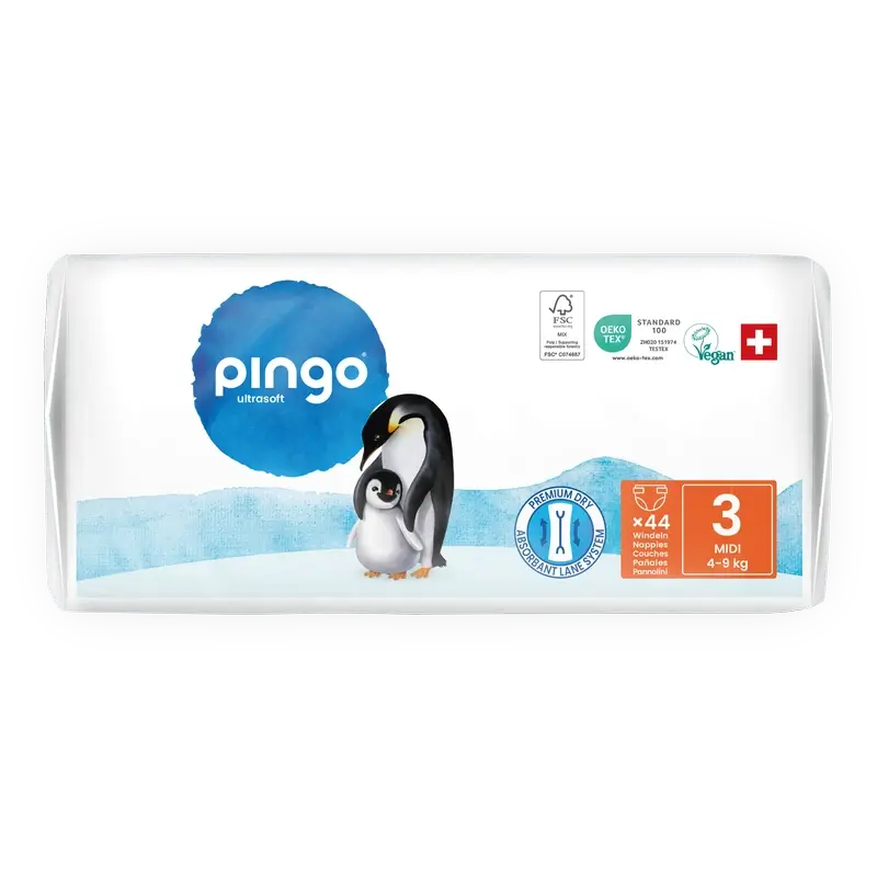 Pingo Ecological Nappies Size 3 (4-9 Kg), 44 pieces