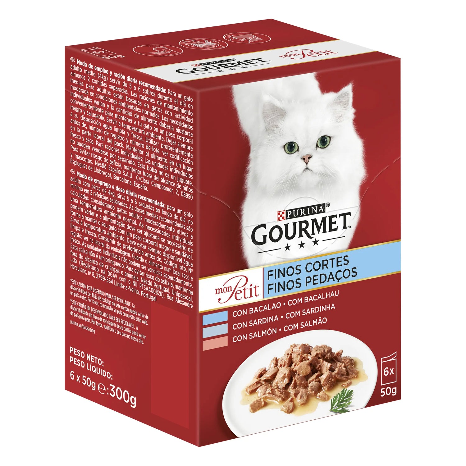 Purina Gourmet Mon Petit Fish Selection Box 6X50Gr, wet food for cats