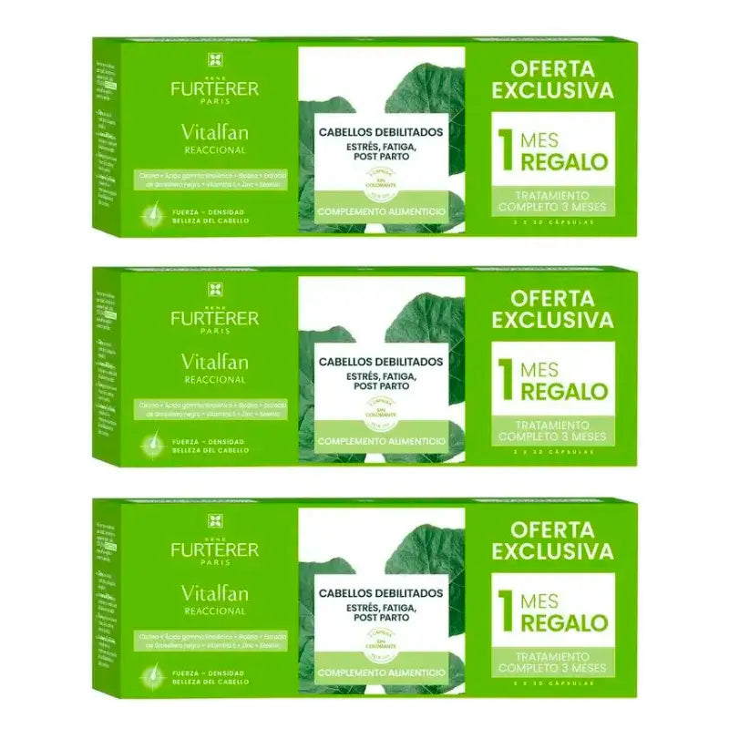 Rene Furterer Vitalfan Anticaida Reaccional, Pack 3 x 30 capsules