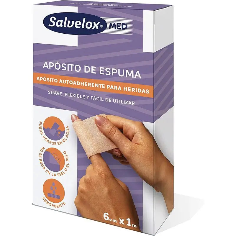 Salvelox Self-Adhering Foam Dressing, 1M X 6Cm Strip