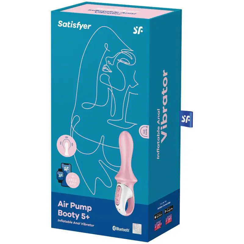 Satisfyer Connect Air Pump Booty 5+ Inflatable Anal Vibrator - Pink