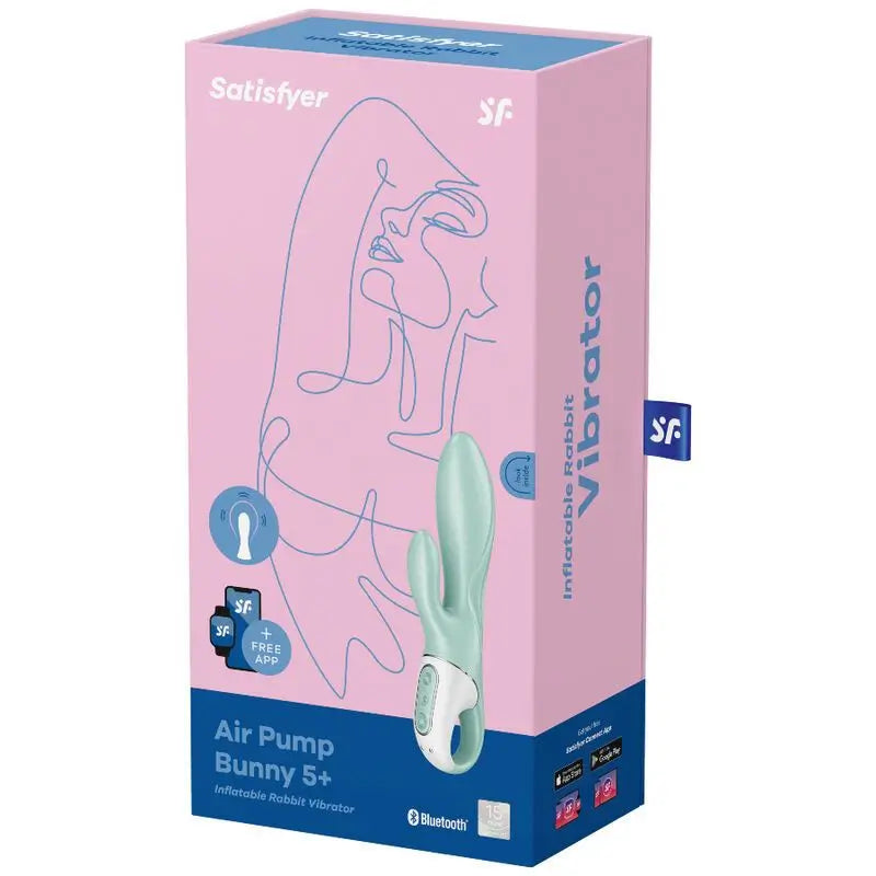 Satisfyer Connect Air Pump Bunny 5+ Inflatable Rabbit Vibrator App - Green