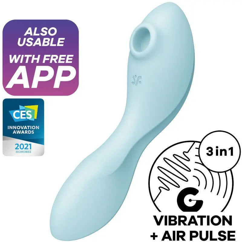 Satisfyer Connect Curvy Trinity 5 Stimulator & Vibrator App - Blue