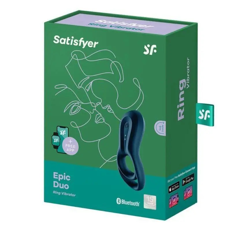 Satisfyer Connect Epic Duo Vibrating Ring App - Blue