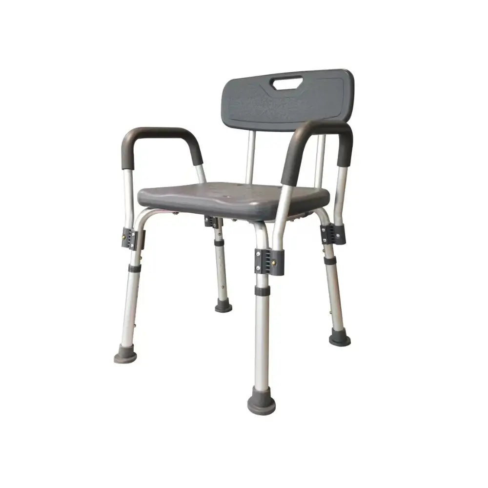 adjustable shower chair with armrests, grey