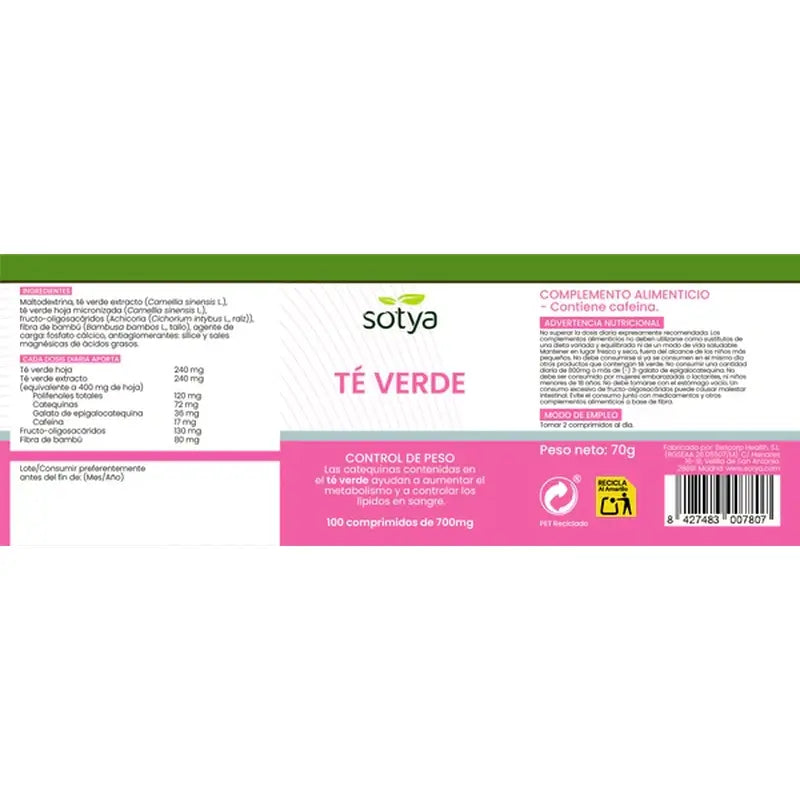 Sotya Green Tea 700 Mg , 100 tablets