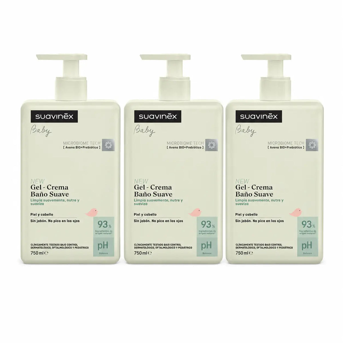 Suavinex Gentle Baby Bath Gel - Cream, 750 Ml , pack 3