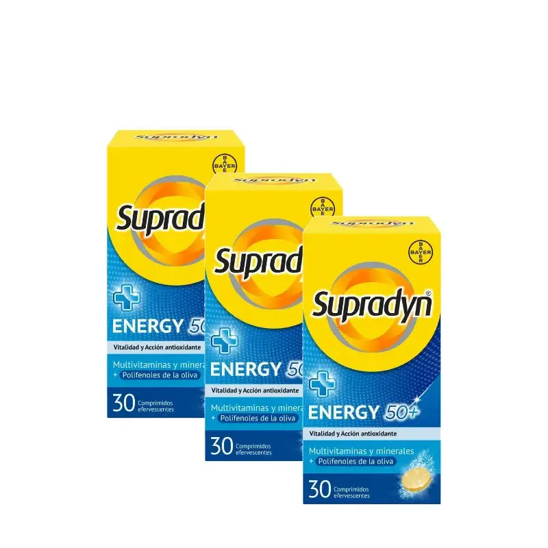 Supradyn Energy 50+ Vitamins and Energy, Pack of 3 x 30 Effervescent Tablets