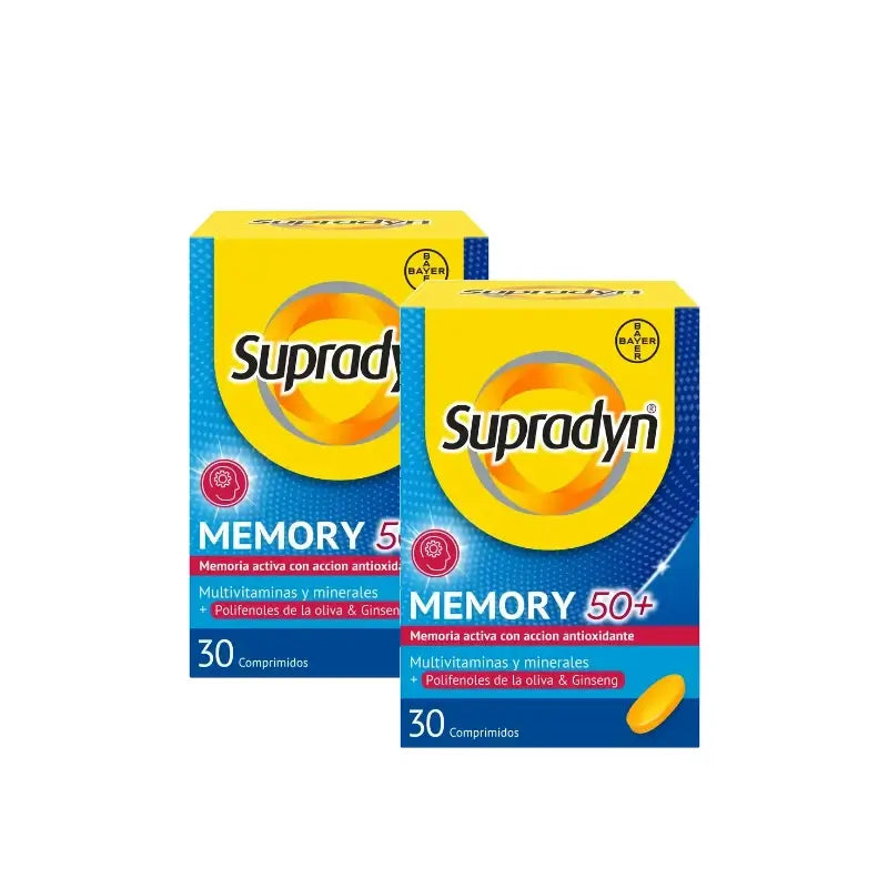 Supradyn Memory 50+ Vitamins, Minerals and Energy with Ginseng, Pack of 2 x 30 tablets
