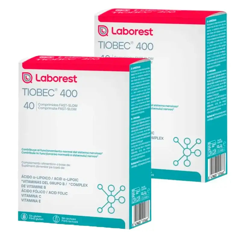 Tiobec 400 Food Supplement, Pack 2 x 40 tablets Fast-Slow