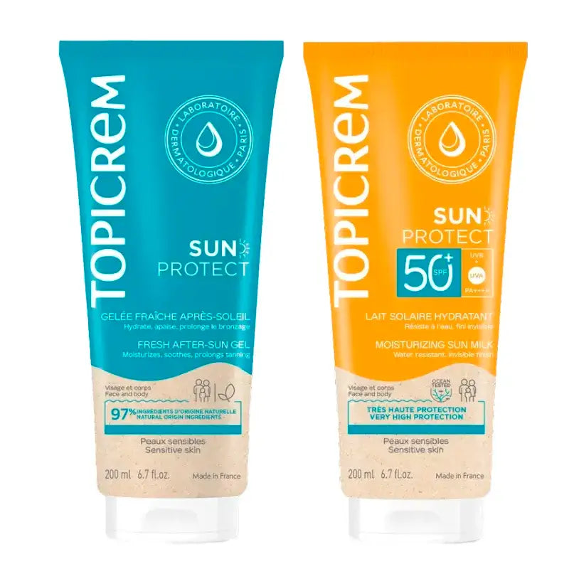 Topicrem Sun Protect SPF50+ Sun Milk + Moisturising Aftersun Pack 200 ml