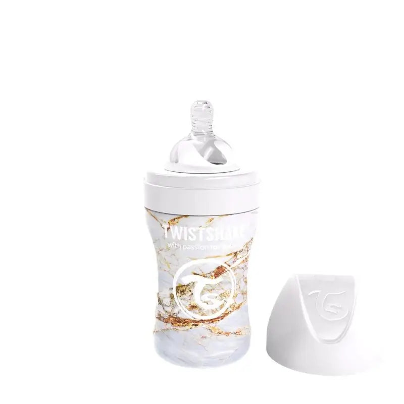 Twistshake Anti-Colic Bottle Steel Marble White , 260 ml