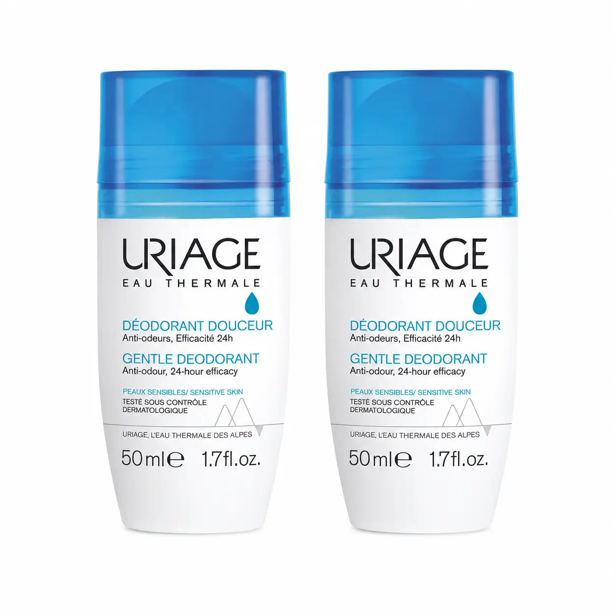 Uriage Gentle Deodorant 50ml for Sensitive Skin, 24-hour protection, pack of 2
