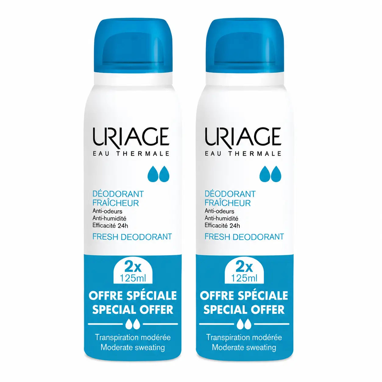 Uriage Frescor Deodorant Special Offer, 125 x 2 ml, pack of 2