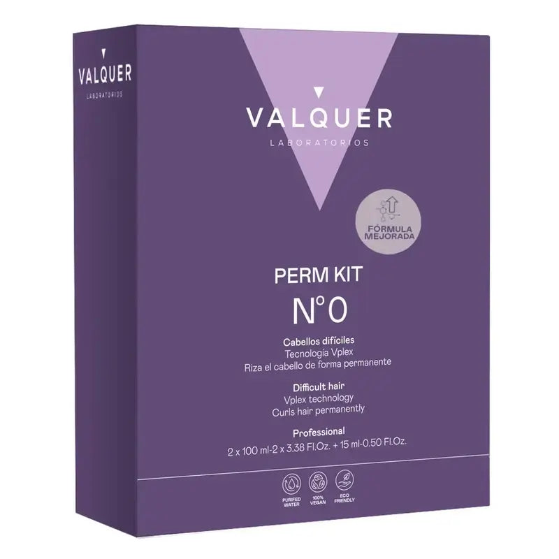 Valquer Professional Perming Kit Nº0 - Difficult Hair - 2 Steps + Silk Effect Conditioner