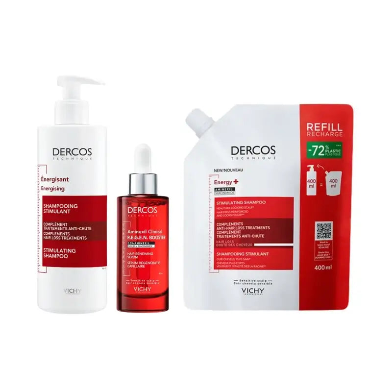 Vichy Dercos Regen Serum 90 Ml + Dercos Energy+ Shampoo 400 Ml + Refill 400 Ml