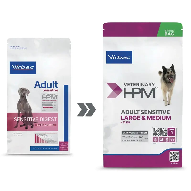 Virbac Hpm Canine Sensitive Digest Large Med. 12Kg, dog food