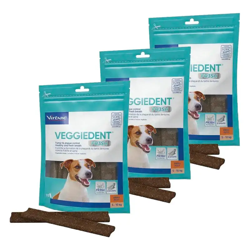 Virbac Veggiedent Fr3sh S, Dental Snacks For Small Breed Dogs, Pack 3 units