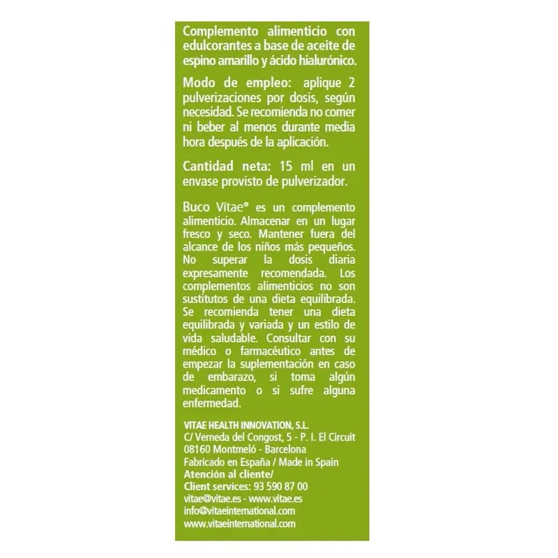 Buco Vitae with spray, 15ml – With omega-7 and hyaluronic acid