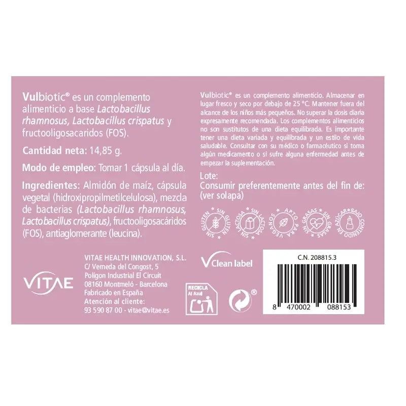 Vulbiotic 30 capsules – Tablets to balance the vaginal microbiome
